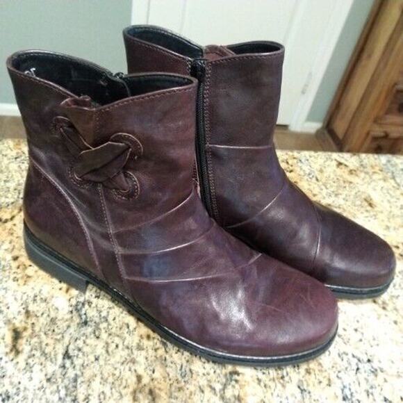 Gabor Womens Plum Purple Zip Biker Leather Boots Sz 6.5 - NWOB - Picture 6 of 12